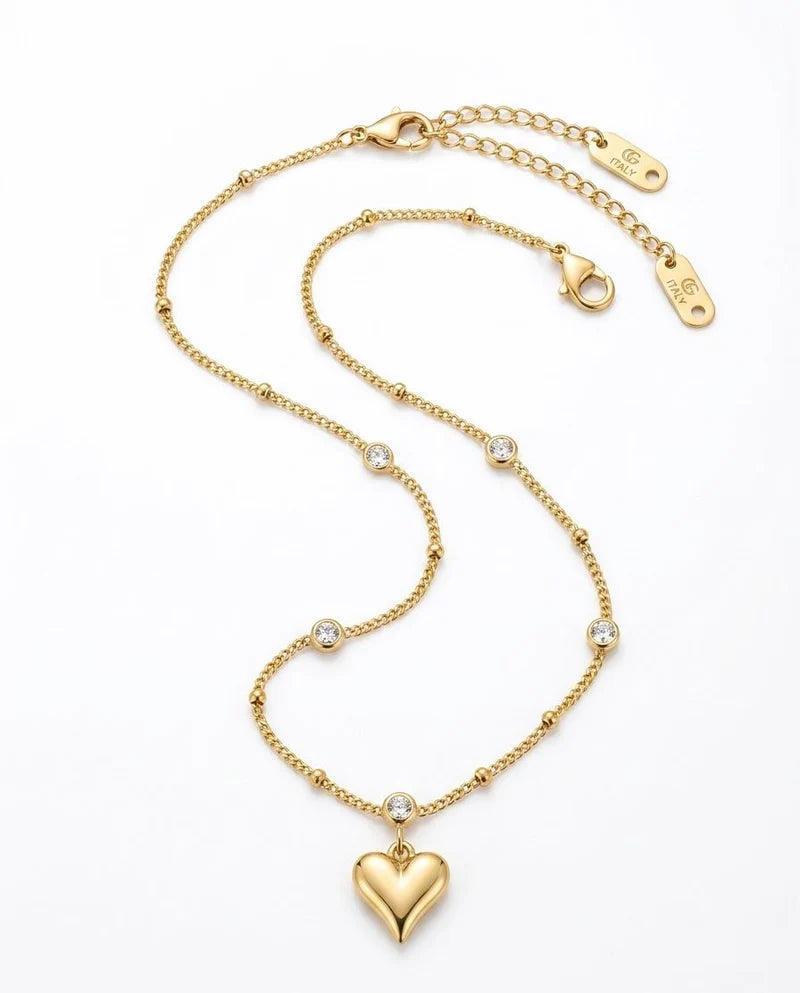 Amore Heart Anklet - Gold Plated Heart Pendant Anklet for Women - Dilawaiz Jewels