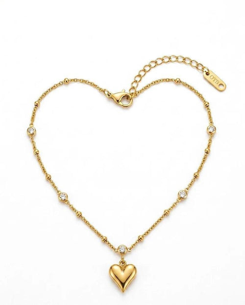 Amore Heart Anklet - Gold Plated Heart Pendant Anklet for Women - Dilawaiz Jewels